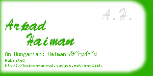 arpad haiman business card